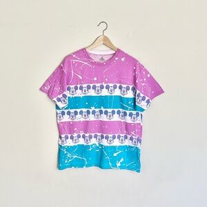 NEW RARE Disney Parks Retro Mickey Pink Blue Paint Splatter T Shirt Adult XL